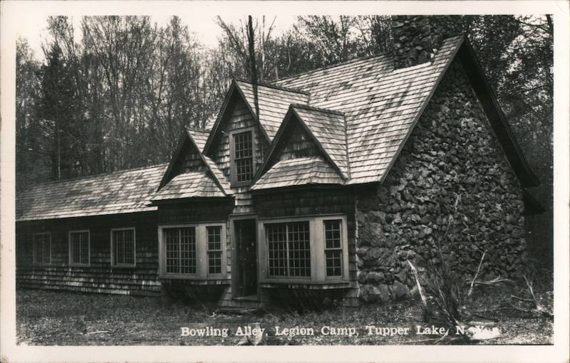 Bowling Alley Legion Camp Tupper Lake, NY Postcard
