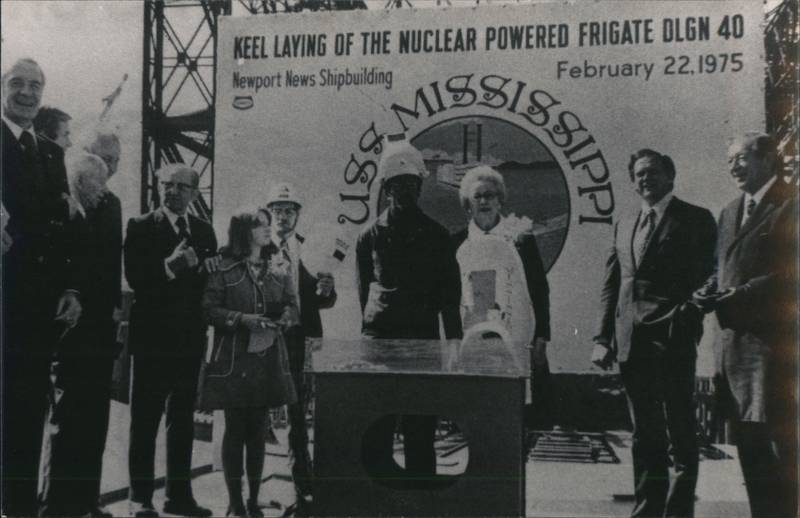Keel Laying of Nuclear Powered Frigate USS Mississippi DLGN 40 Newport News Virginia