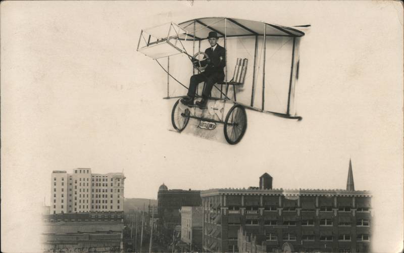 Studio Photo: Piloting an early flying machine Little Rock Arkansas