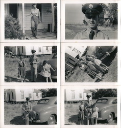 Lot of 6 Snapshots: Air Force Airman & Family, w/Camera, Car 1950's Napa Area Original Photograph