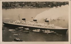 SS Normandie in Quarantine Postcard