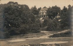 Golf course greens view facing clubhouse on hill Boothbay Harbor, ME Postcard Postcard Postcard