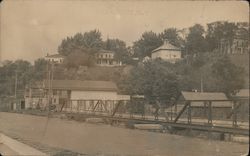 Buildings Overlooking the Canal and Bridge Postcard