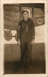 Studio Photo Sailor Smoking a Cigarette Long Beach, CA Navy Postcard Postcard Postcard