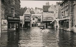 Flood near Ward's Library, 1910 Postcard