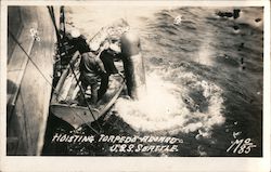 Hoisting Torpedo Aboard U.S.S. Seattle Postcard