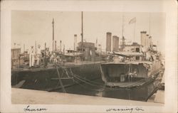 USS Lawson & USS Washington in Dock Postcard