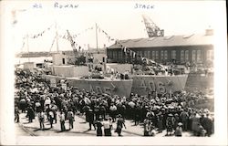 Destroyers USS Rowan and Stack in Drydock Postcard