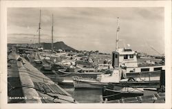 Group of Sampan Boats in Hawaii Postcard