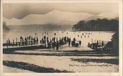 Skating on Derwent Water Ice Skating Postcard Postcard Postcard