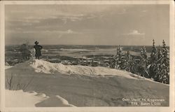 Oslo. View from Kragstøtten, Voksenkollen.- Man Standing At Snowy Edge Norway Postcard Postcard Postcard