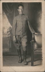 World War I Soldier Posing in Uniform Postcard