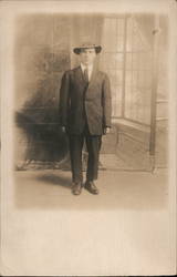 Man in Suit and Hat Postcard