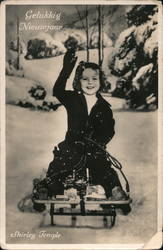 Shirley Temple on a Sled Postcard
