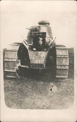 Soldier in Tank World War I Postcard