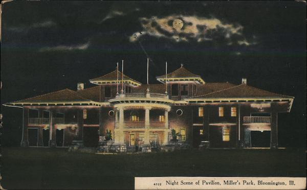 Night Scene of Pavilion, Miller's Park Bloomington Illinois