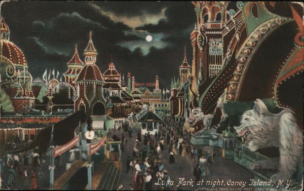 Luna Park at Night Coney Island New York