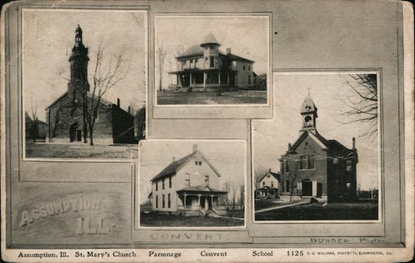 St. Mary's Church, Parsonage, Convent, School Assumption Illinois