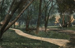 Scene in Paris Park Postcard