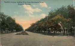 Twelfth Avenue Looking West from Merchants Street Emporia, KS Postcard Postcard Postcard