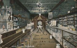 Interior of Bedell's Pharmacy Postcard