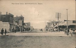 West Second Street Minneapolis, KS Postcard Postcard Postcard