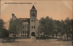 High School Building Postcard