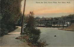 Above the Dam, Huron River Ann Arbor, MI Postcard Postcard Postcard