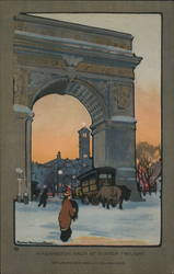 Washington Arch At Winter Twilight New York, NY Artist Signed Rachael Robinson Elmer Postcard Postcard Postcard