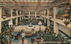 Lobby, Davenport Hotel Postcard