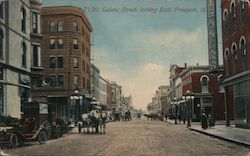 Galena Street Looking East Freeport, IL Postcard Postcard Postcard