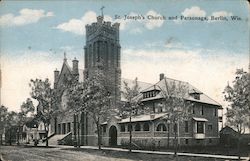 St. Joseph's Church and Parsonage Berlin, WI Postcard Postcard Postcard