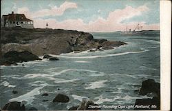 Steamer Rounding Cape Light Postcard