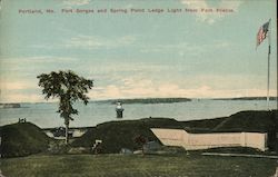 Fort Gorges and Spring Point Ledge Light from Fort Preble Portland, ME Postcard Postcard Postcard