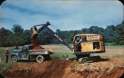 A Wayne Crane Model 66 as a Trench Hoe working for an excavating Contractor in PA - American Steel Dredge Co., Inc. Postcard
