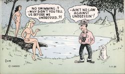 A Genuine Nudist Comic Card - Why Didn't You Tell Us Before We Undressed Postcard