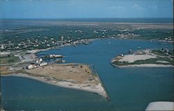 Aerial View of Village and Harbor Postcard