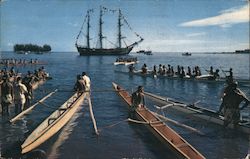 Tahiti - Island Beauty - The Canoe race during the festivities of July 14 Postcard