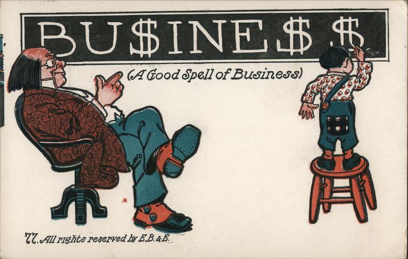 Teacher in Chair while Child on Stool Writes on Blackboard