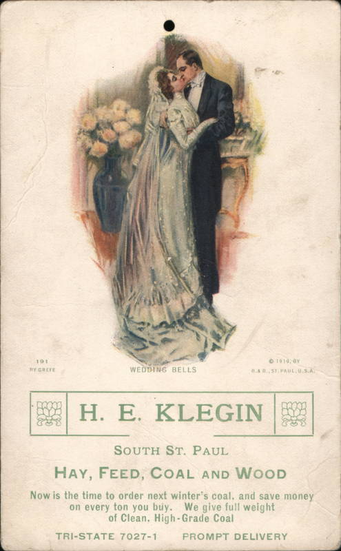 Wedding Bells - H.E. Klegin - Hay, Feed, Coal and Wood Sant Paul Minnesota