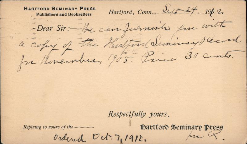 Hartford Seminary Press - Publishers and Booksellers Connecticut
