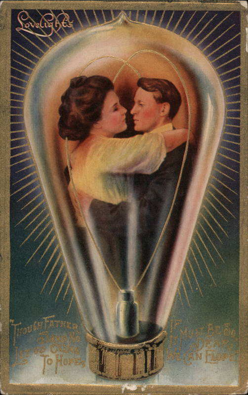 Lovelights Lightbulb Postcard Couples