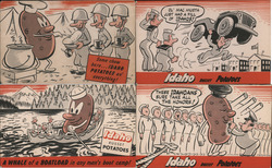 Set of 4: Military Comic Idaho Potatoes Postcard