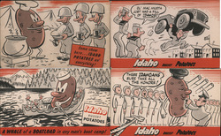 Set of 4: Military Comic Idaho Potatoes Postcard Postcard Postcard