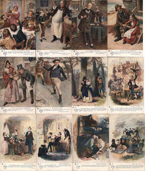 Set of 12: Character Sketches from Charles Dickens Postcard