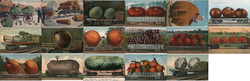 Lot of 17: Giant Vegetable Exaggerations Railroad Cars Postcard