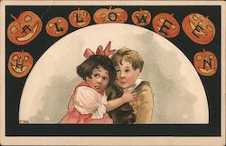 Scared Children - Halloween Postcard