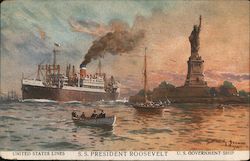 S.S. President Roosevelt - US Government Ship Postcard