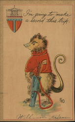 Opossum with Golf Bag President Taft Postcard