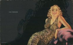 Elegant blonde woman posing with a smile Arcade Card